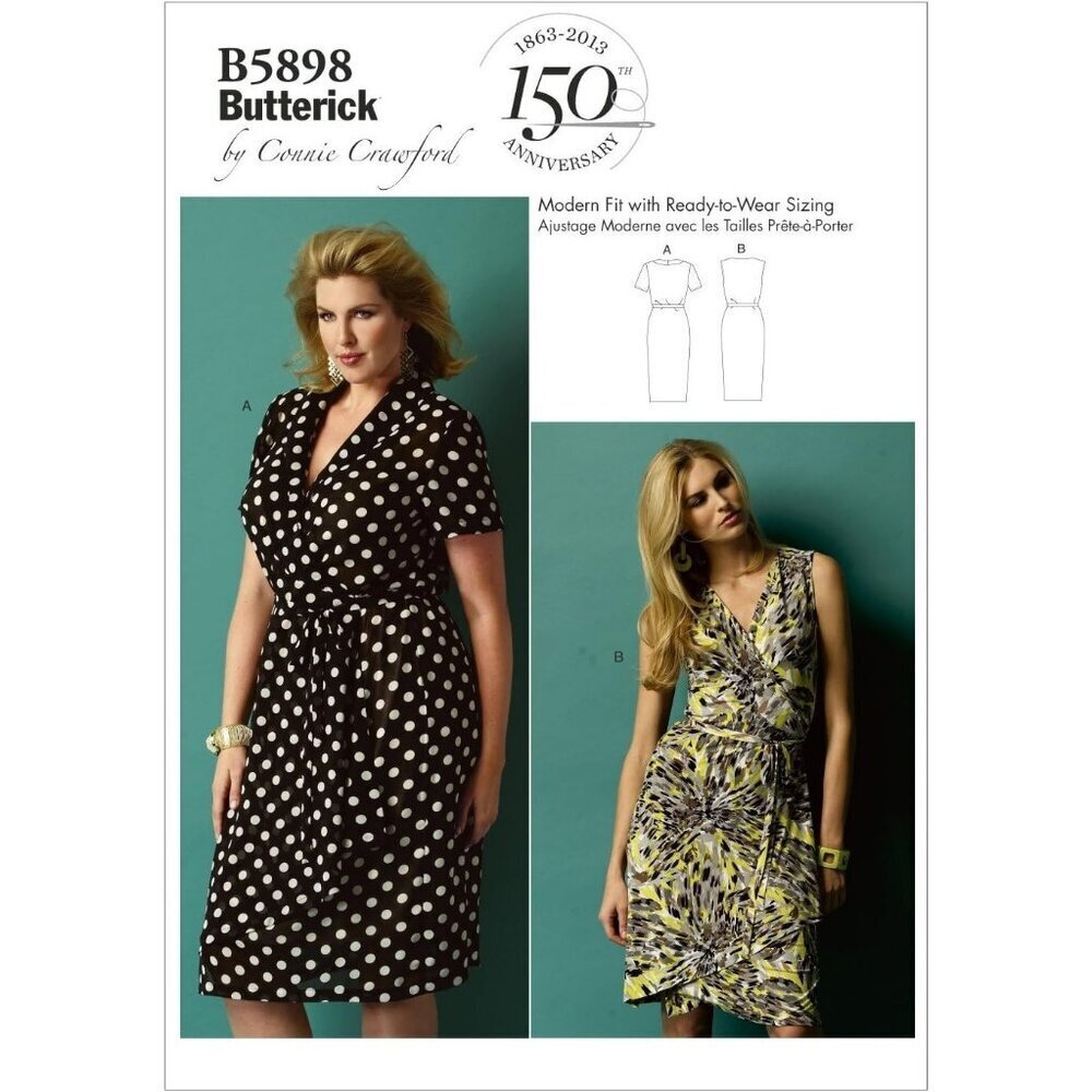 Butterick Sewing Pattern 5898 Wrap Dress Misses Size XS-XL